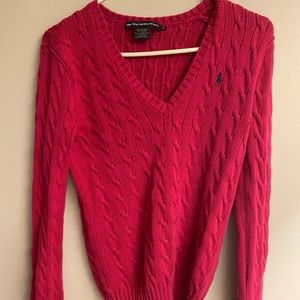 Ralph Lauren V Neck Pink Sweater Size M